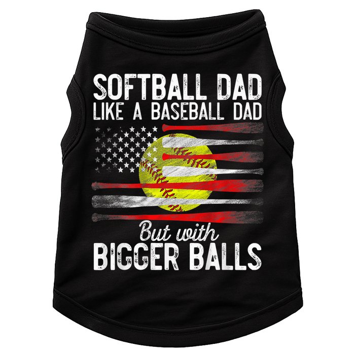Vintage Softball Dad Like A Baseball Dad US Flag Fathers Day Doggie Tank