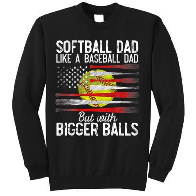 Vintage Softball Dad Like A Baseball Dad US Flag Fathers Day Sweatshirt
