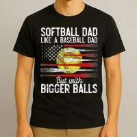 Vintage Softball Dad Like A Baseball Dad US Flag Fathers Day T-Shirt