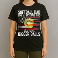 Vintage Softball Dad Like A Baseball Dad US Flag Fathers Day T-Shirt