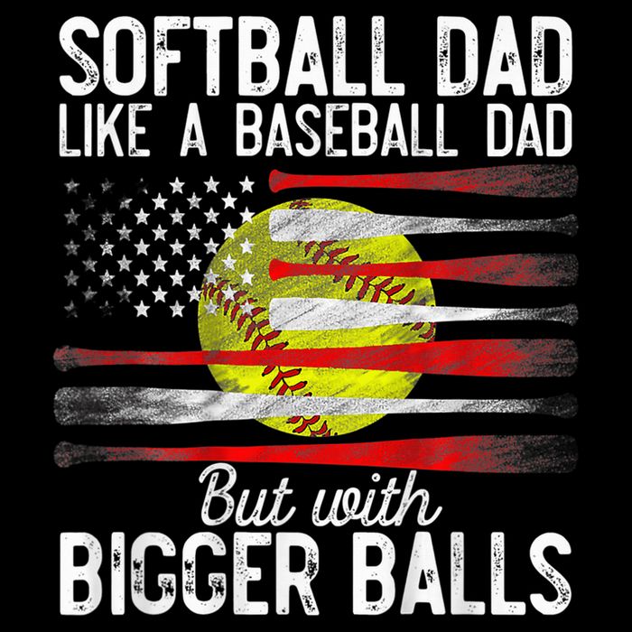 Vintage Softball Dad Like A Baseball Dad US Flag Fathers Day T-Shirt