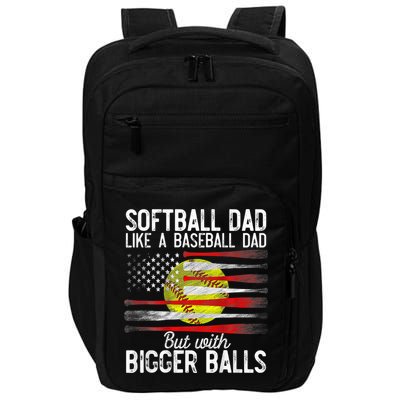 Vintage Softball Dad Like A Baseball Dad US Flag Fathers Day Impact Tech Backpack