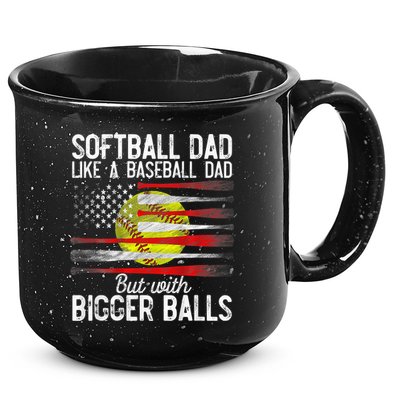 Vintage Softball Dad Like A Baseball Dad US Flag Fathers Day 15oz Campfire Ceramic Mug