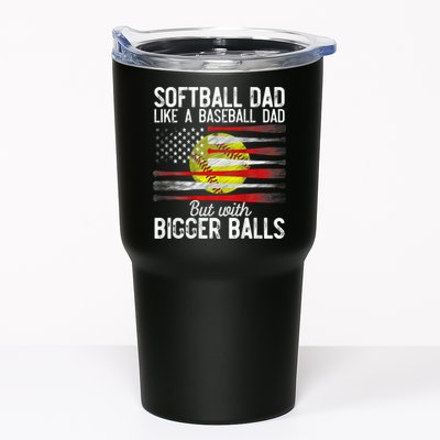Vintage Softball Dad Like A Baseball Dad US Flag Fathers Day Tumbler