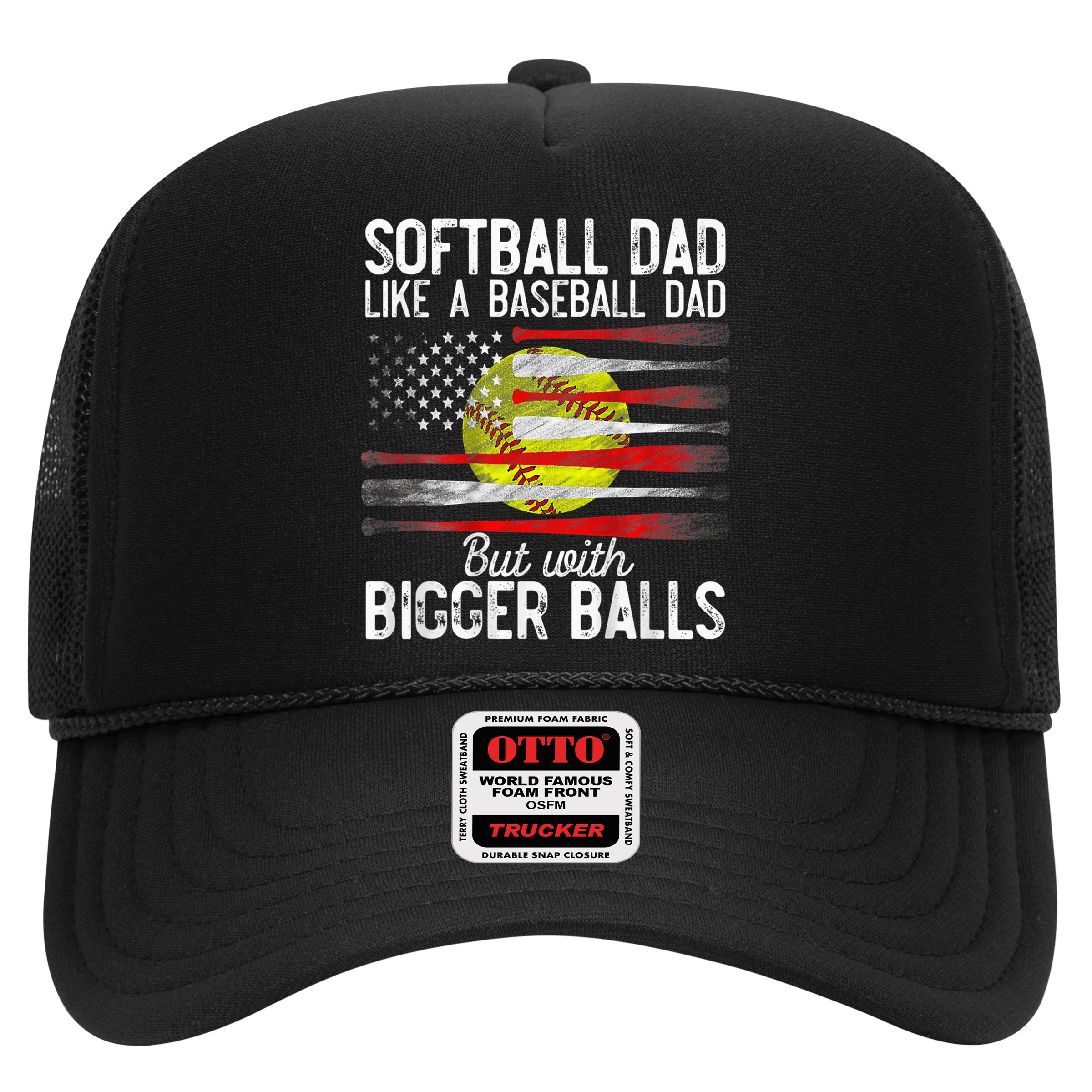 Vintage Softball Dad Like A Baseball Dad US Flag Fathers Day Hat