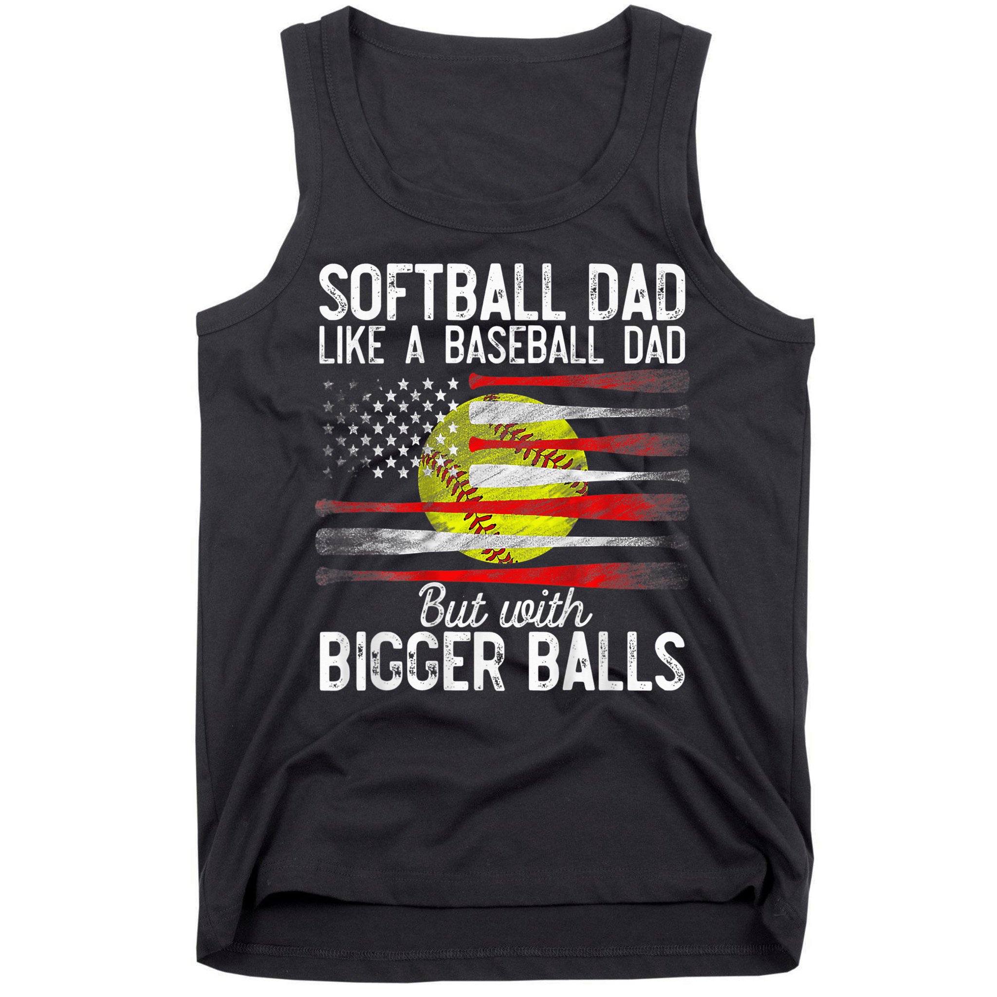 Vintage Softball Dad Like A Baseball Dad US Flag Fathers Day Tank Top