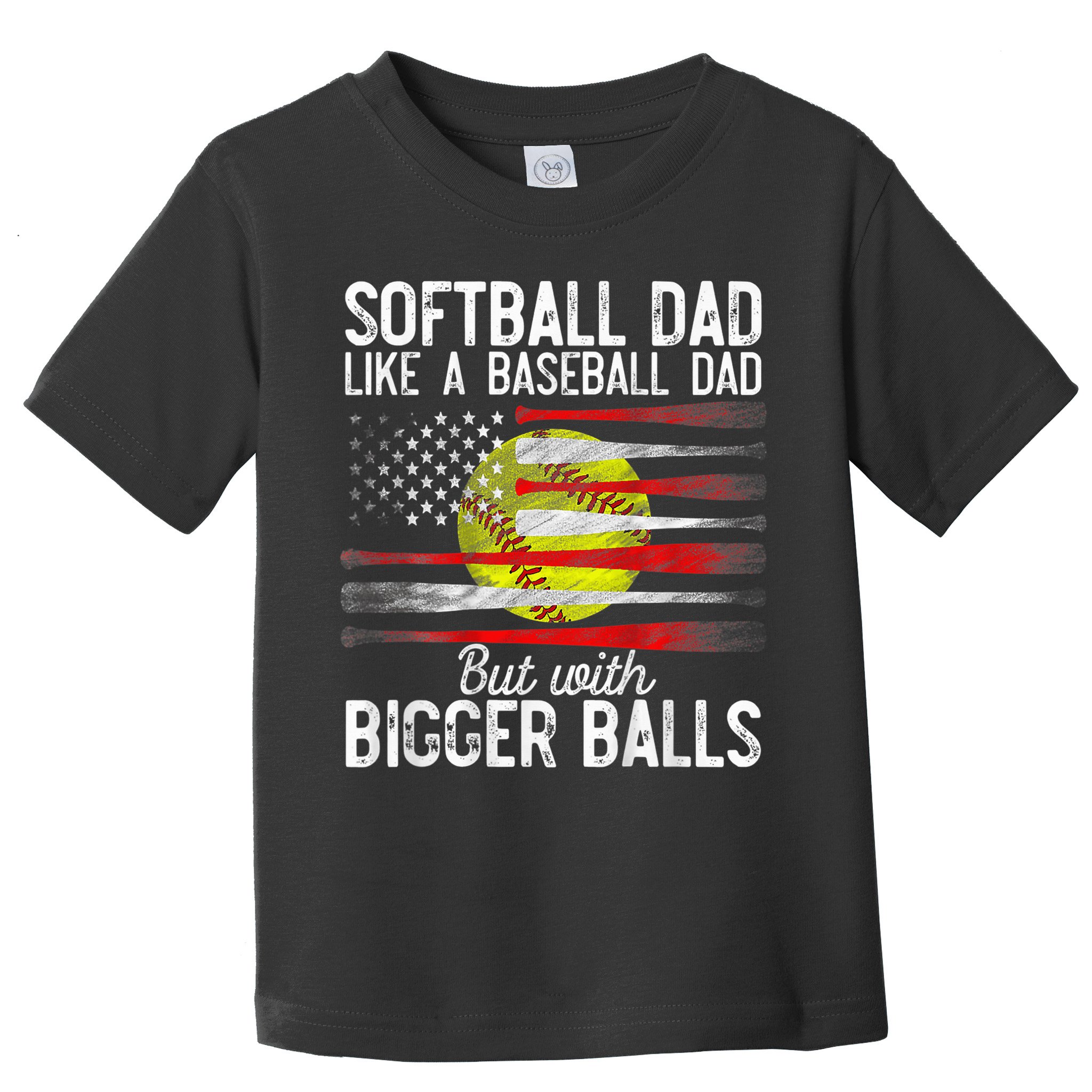 Vintage Softball Dad Like A Baseball Dad US Flag Fathers Day Toddler T-Shirt