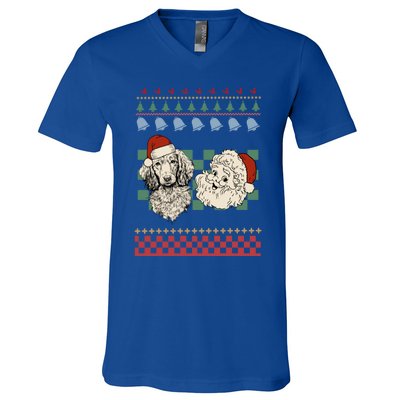 Vintage Santa Dachshund Retro Ugly Christmas Doxie Holiday Gift V-Neck T-Shirt