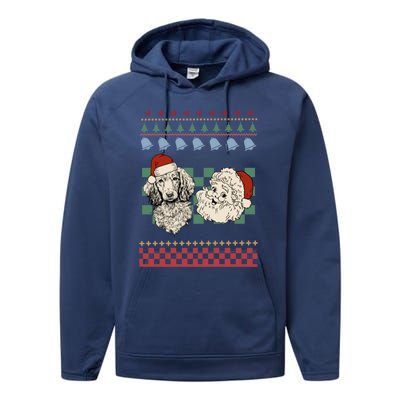 Vintage Santa Dachshund Retro Ugly Christmas Doxie Holiday Gift Performance Fleece Hoodie