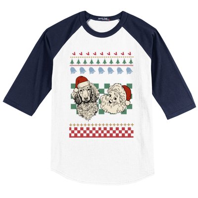 Vintage Santa Dachshund Retro Ugly Christmas Doxie Holiday Gift Baseball Sleeve Shirt