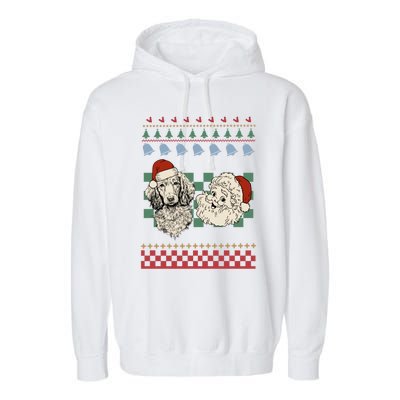 Vintage Santa Dachshund Retro Ugly Christmas Doxie Holiday Gift Garment-Dyed Fleece Hoodie