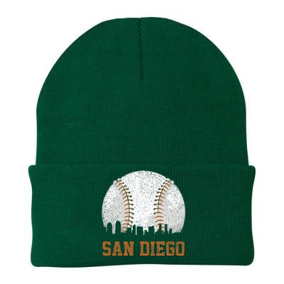 Vintage San Diego Cityscape Baseball Lover Player And Fans Knit Cap Winter Beanie