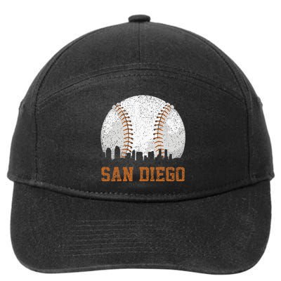 Vintage San Diego Cityscape Baseball Lover Player And Fans 7-Panel Snapback Hat