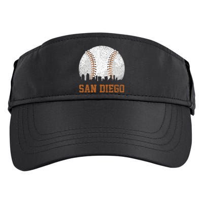 Vintage San Diego Cityscape Baseball Lover Player And Fans Adult Drive Performance Visor