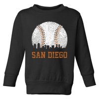 Vintage San Diego Cityscape Baseball Lover Player And Fans Toddler Sweatshirt