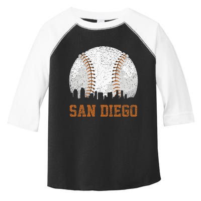 Vintage San Diego Cityscape Baseball Lover Player And Fans Toddler Fine Jersey T-Shirt