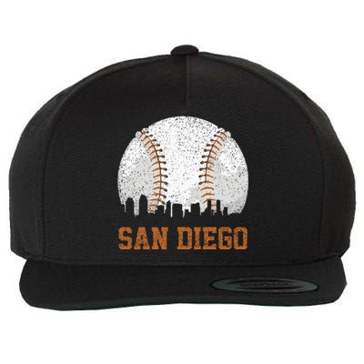 Vintage San Diego Cityscape Baseball Lover Player And Fans Wool Snapback Cap