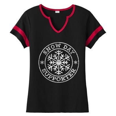 Vintage Snow Day Supporter Teacher Student Winter Snowflake Great Gift Ladies Halftime Notch Neck Tee