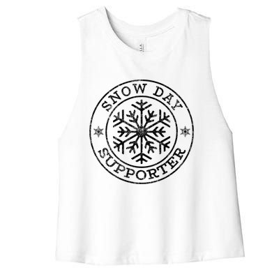 Vintage Snow Day Supporter Teacher Student Winter Snowflake Great Gift Women's Racerback Cropped Tank