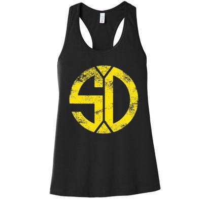 Vintage San Diego SD Home Monogram Game Day Padre Women's Racerback Tank