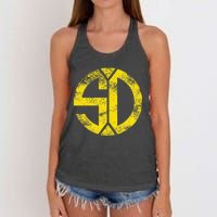 Vintage San Diego Sd Home Monogram Game Day Padre Women's Knotted Racerback Tank