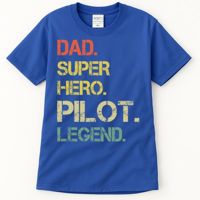 Vintage Style Dad Hero Pilot Legend Fathers Day Gift Tall T-Shirt