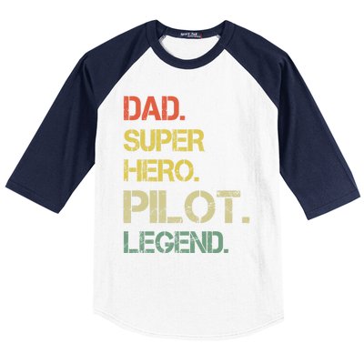 Vintage Style Dad Hero Pilot Legend Fathers Day Gift Baseball Sleeve Shirt