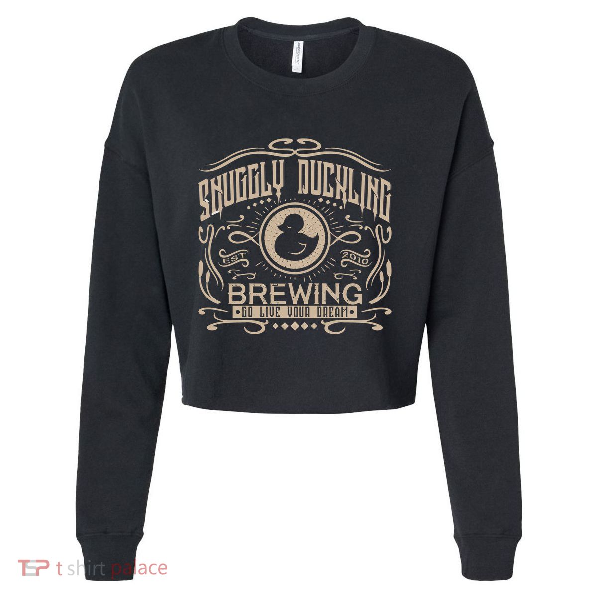 Vintage Snuggly Duckling Brewing Tangled Inspired Cropped Pullover Crew