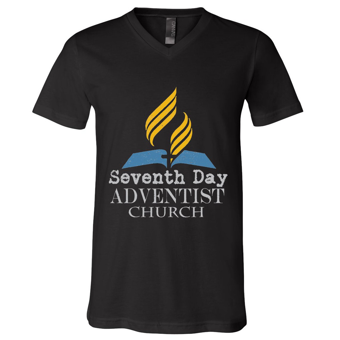 Vintage Seventh Day Adventist Church Jesus Christ Religion V-Neck T-Shirt