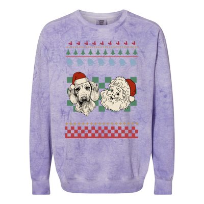 Vintage Santa Dachshund Retro Ugly Christmas Doxie Holiday Gift Colorblast Crewneck Sweatshirt