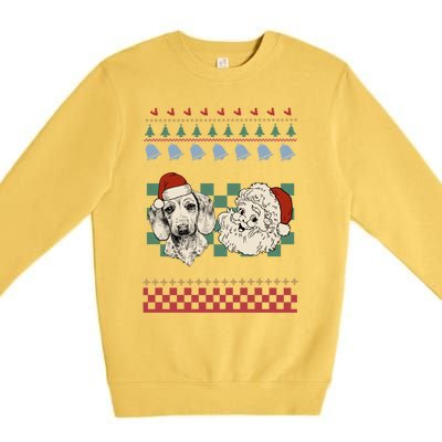 Vintage Santa Dachshund Retro Ugly Christmas Doxie Holiday Gift Premium Crewneck Sweatshirt