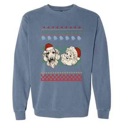 Vintage Santa Dachshund Retro Ugly Christmas Doxie Holiday Gift Garment-Dyed Sweatshirt