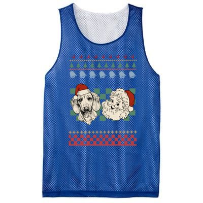 Vintage Santa Dachshund Retro Ugly Christmas Doxie Holiday Gift Mesh Reversible Basketball Jersey Tank