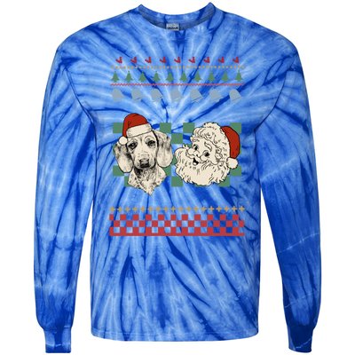 Vintage Santa Dachshund Retro Ugly Christmas Doxie Holiday Gift Tie-Dye Long Sleeve Shirt