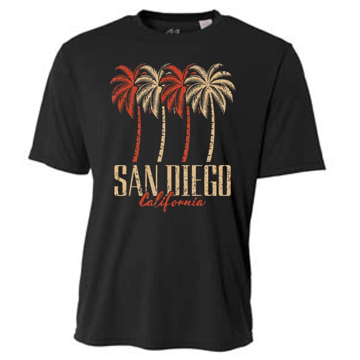 Vintage San Diego Retro Palm Trees Graphic Cooling Performance Crew T-Shirt