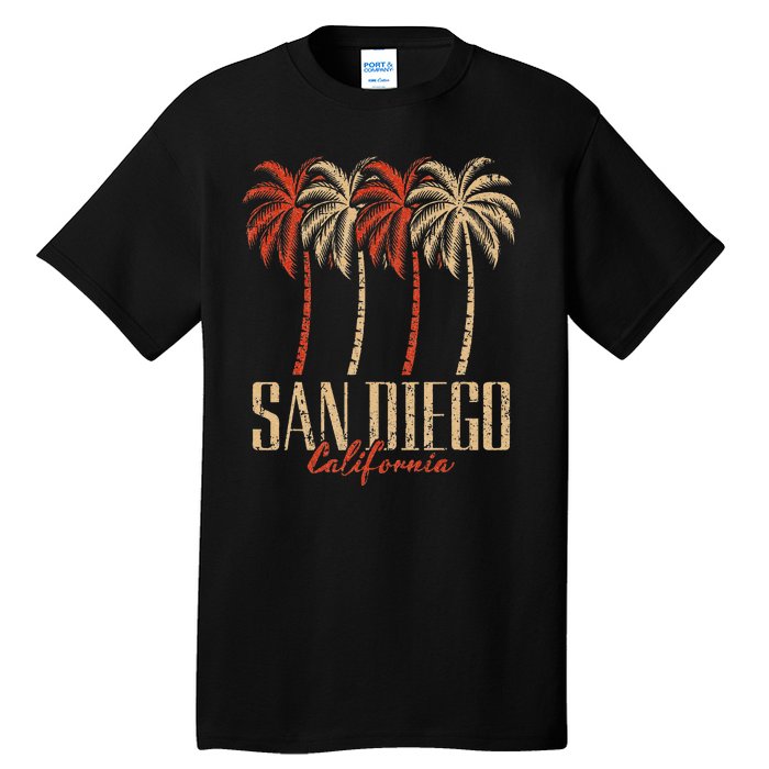 Vintage San Diego Retro Palm Trees Graphic Tall T-Shirt