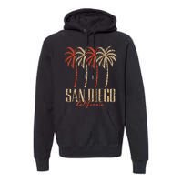 Vintage San Diego Retro Palm Trees Graphic Premium Hoodie