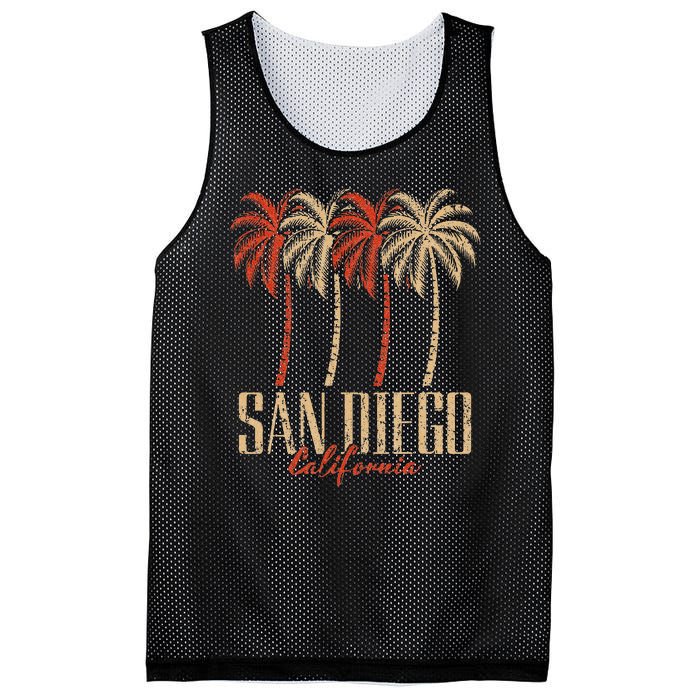 Vintage San Diego Retro Palm Trees Graphic Mesh Reversible Basketball Jersey Tank