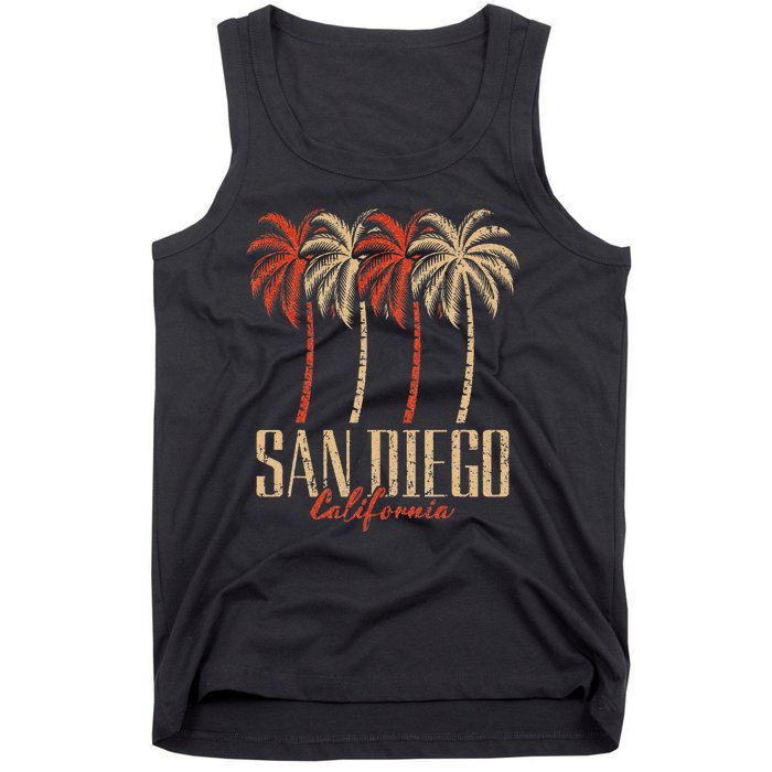 Vintage San Diego Retro Palm Trees Graphic Tank Top