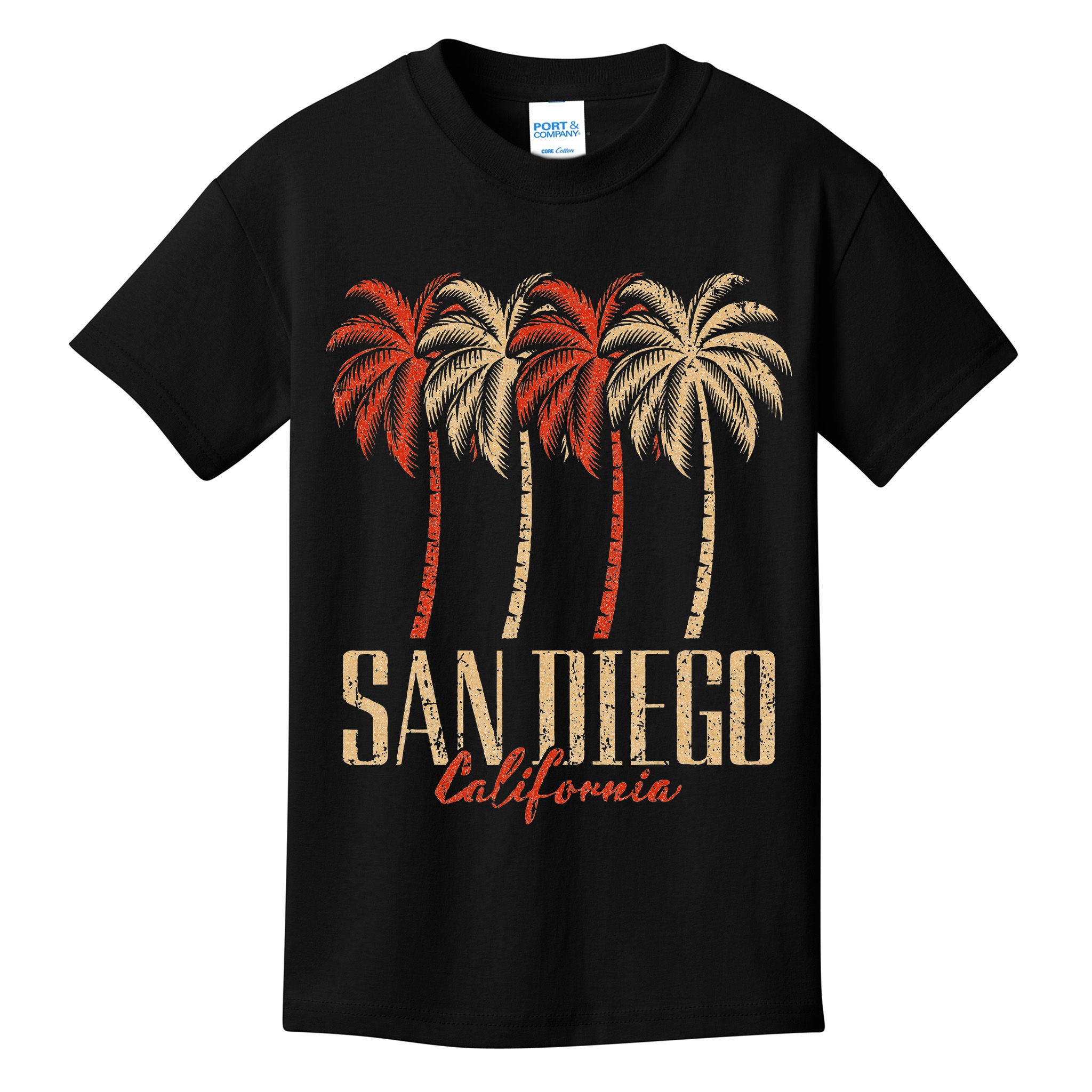 Vintage San Diego Retro Palm Trees Graphic Kids T-Shirt
