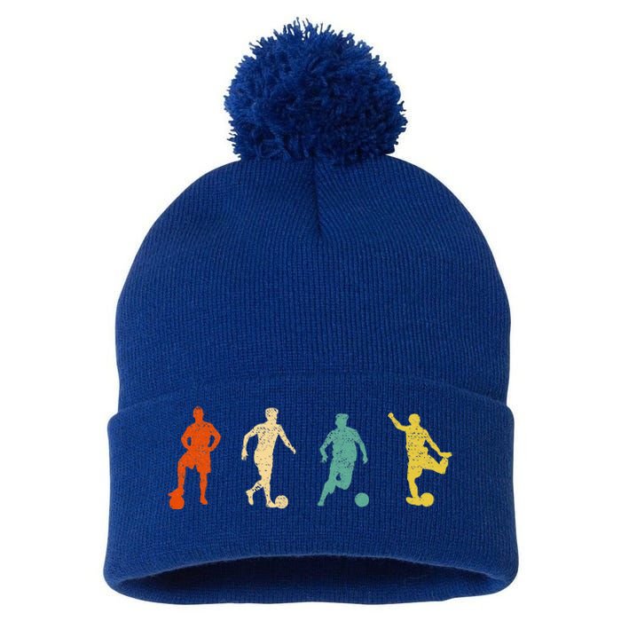 Vintage Soccer Design Futbol Football Pom Pom 12in Knit Beanie