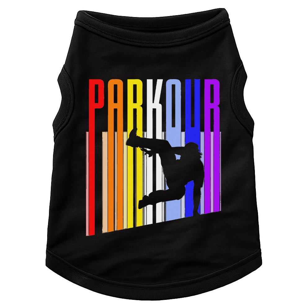 Vintage Style Distressed Parkour Retro Silhouette Doggie Tank
