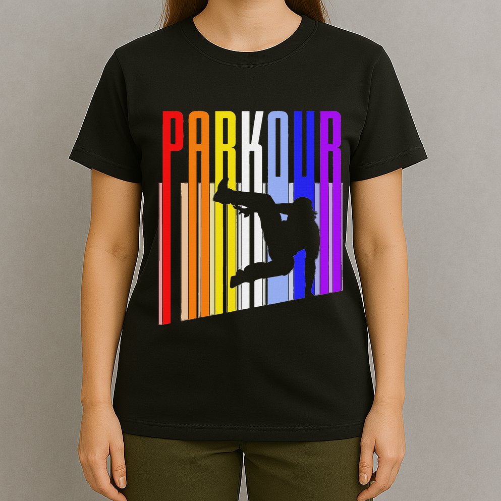Vintage Style Distressed Parkour Retro Silhouette T-Shirt