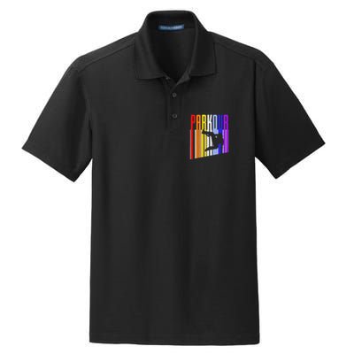 Vintage Style Distressed Parkour Retro Silhouette Dry Zone Grid Polo