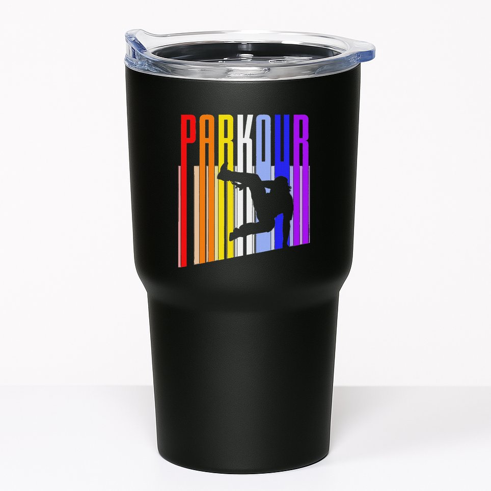 Vintage Style Distressed Parkour Retro Silhouette Tumbler