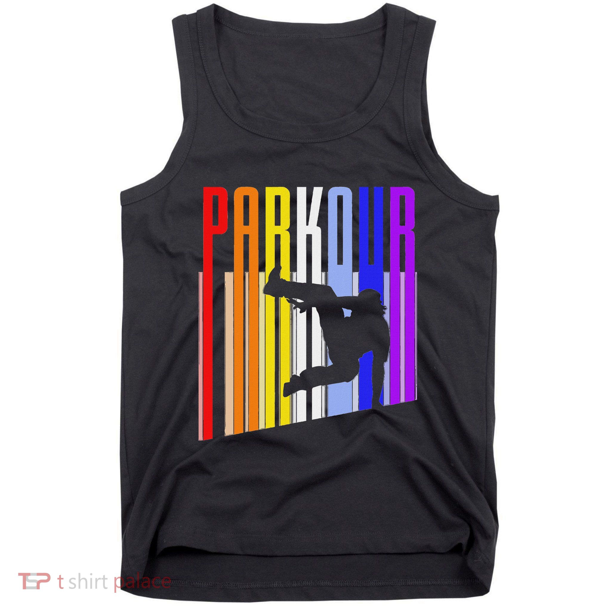 Vintage Style Distressed Parkour Retro Silhouette Tank Top