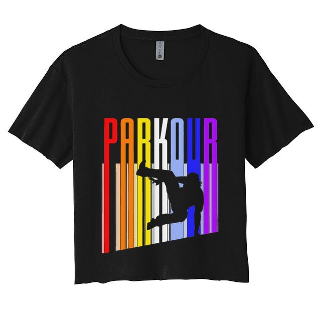 Vintage Style Distressed Parkour Retro Silhouette Crop Top