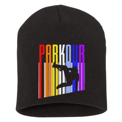 Vintage Style Distressed Parkour Retro Silhouette Short Acrylic Beanie