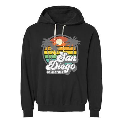 Vintage San Diego Beach California Surfing Retro Surf Gift Garment-Dyed Fleece Hoodie