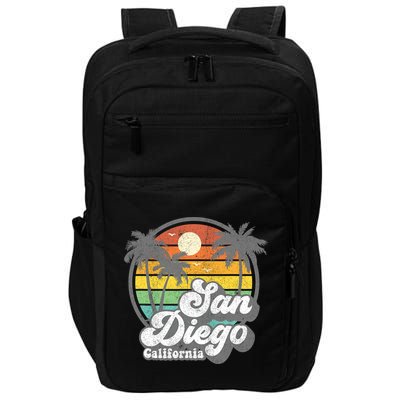 Vintage San Diego Beach California Surfing Retro Surf Gift Impact Tech Backpack